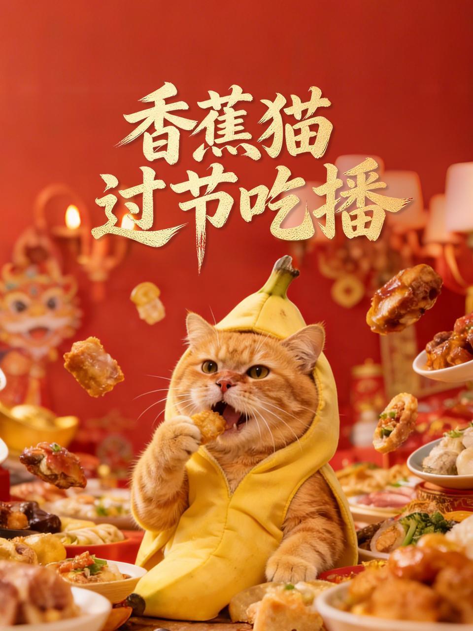 香蕉猫过节吃播}